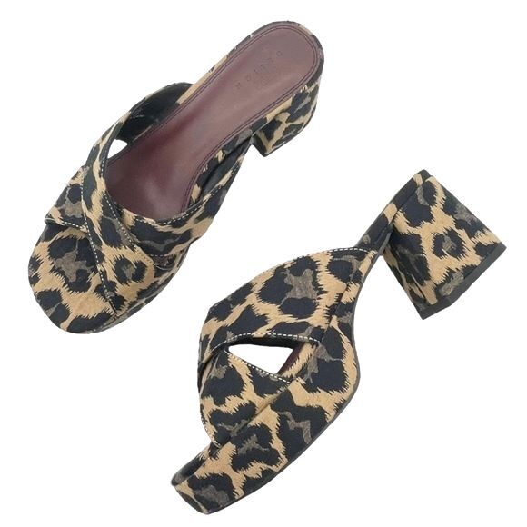 ASOS DESIGN Harrison Cross Strap Block Heeled Sandals in Leopard Women’s Size 6 - Picture 1 of 16